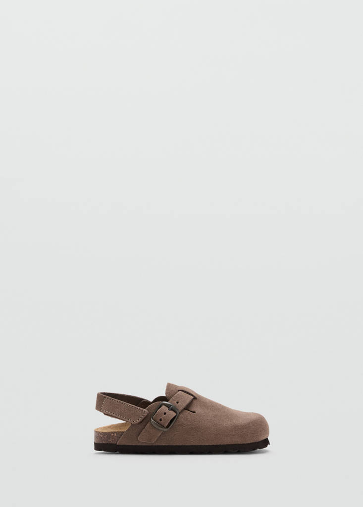 Leather clog with adjustable strap — Chocolate