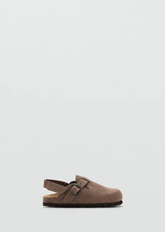 Leather clog with adjustable strap — Chocolate 1