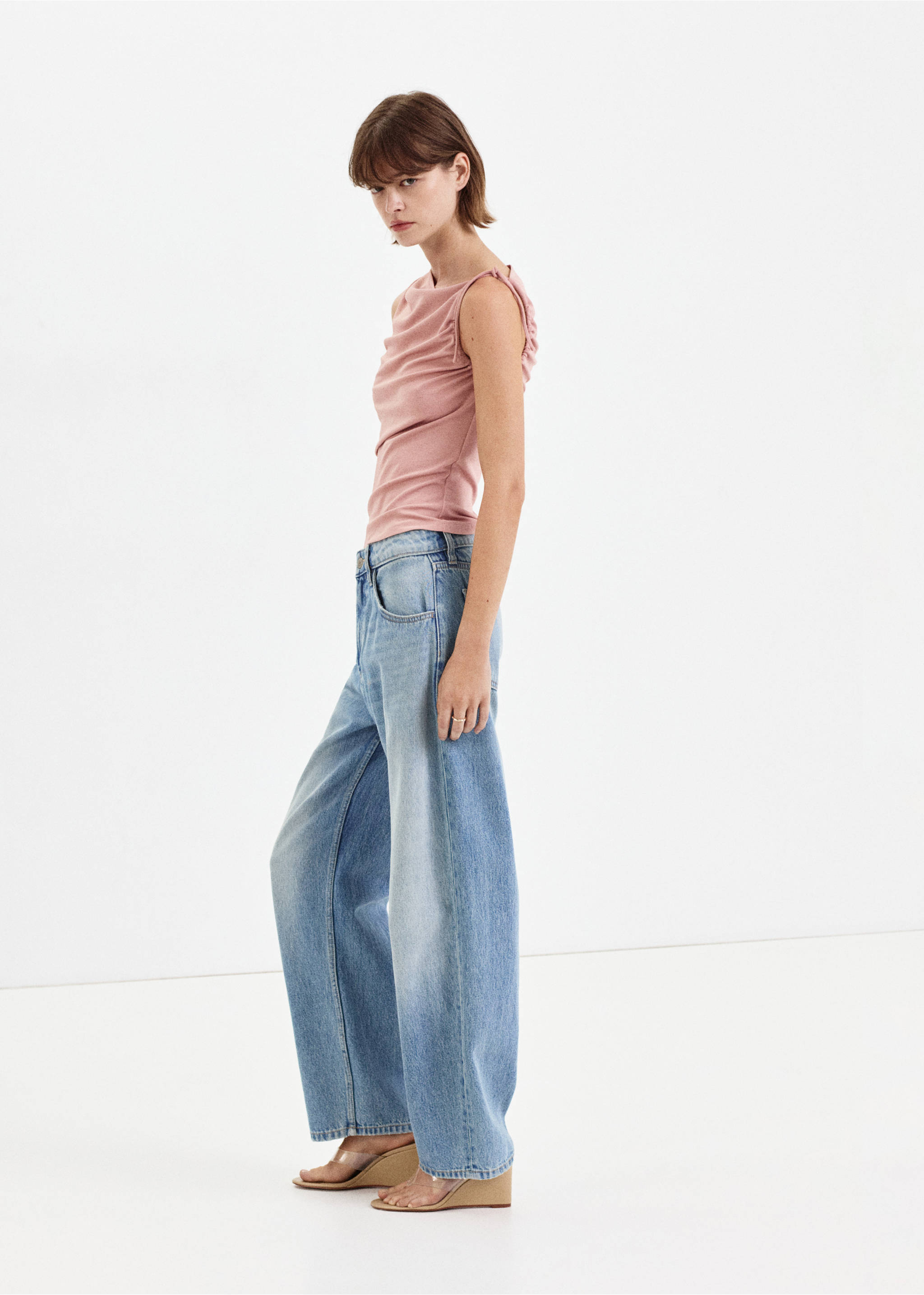 Asymmetric ruched top - General plane, Pink. Ref: 37093320-00.