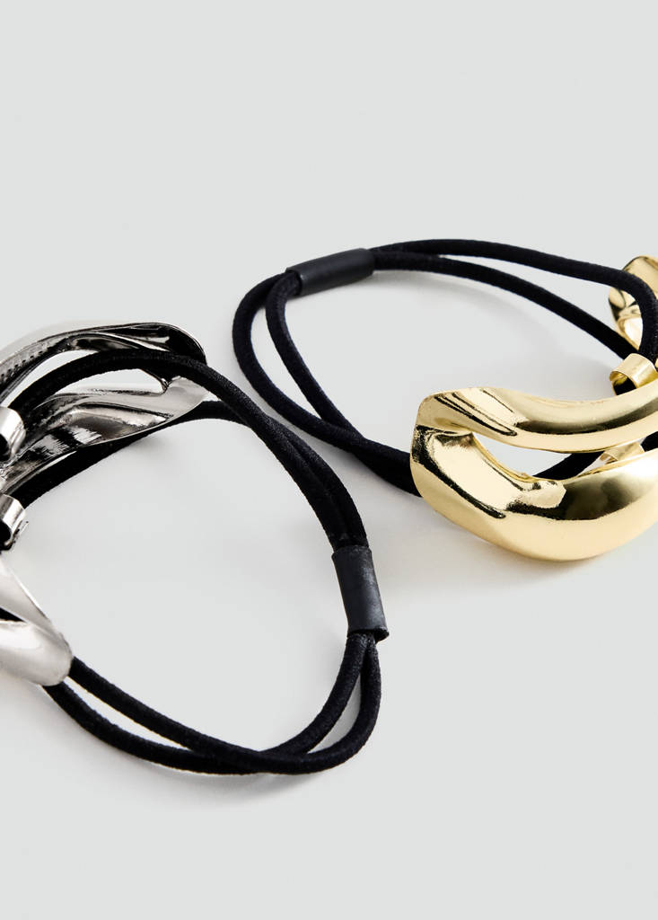 Pack of 2 hair bobbles with metallic detail — Gold