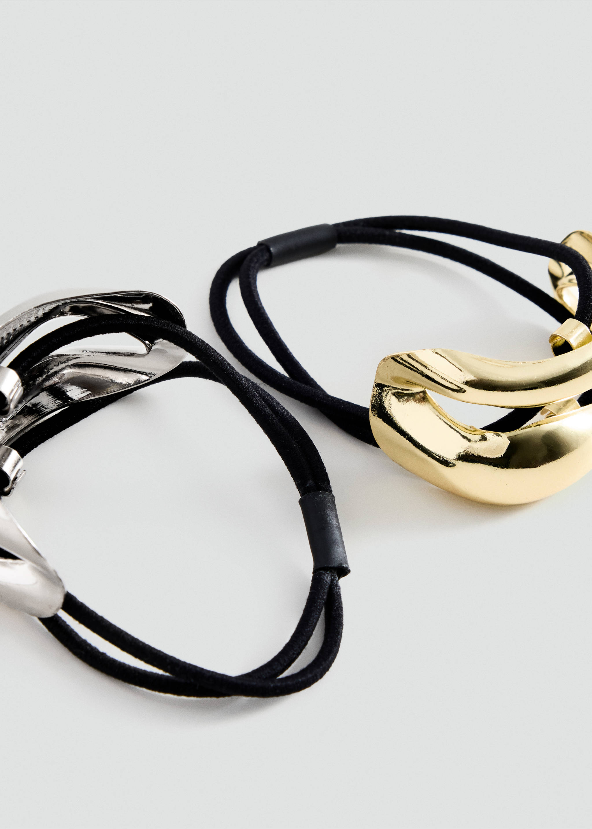 Pack of 2 hair bobbles with metallic detail - Medium plane, Gold. Ref: 37093321-00.