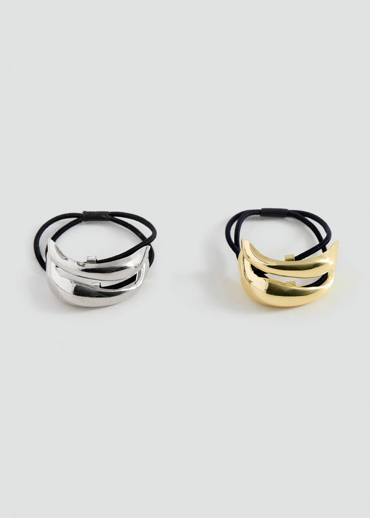 Pack of 2 hair bobbles with metallic detail — Gold