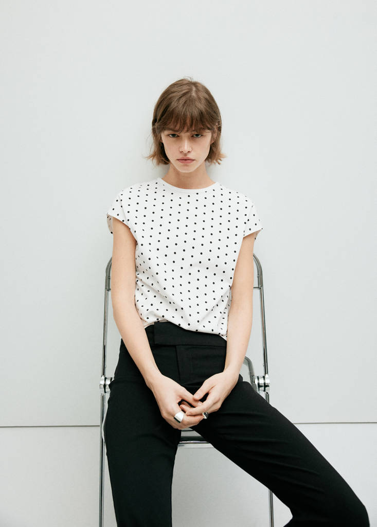 Polka dots cotton t-shirt — White