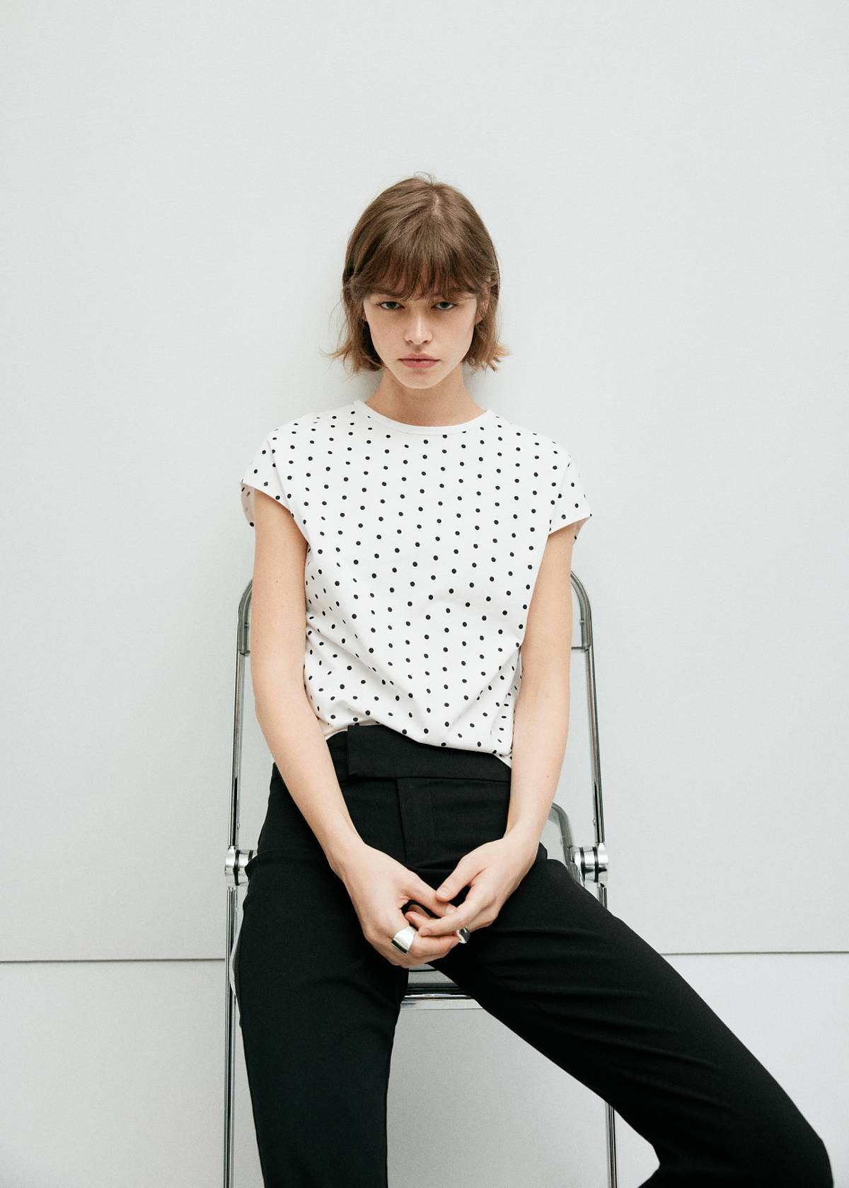 Polka dots cotton t-shirt — White