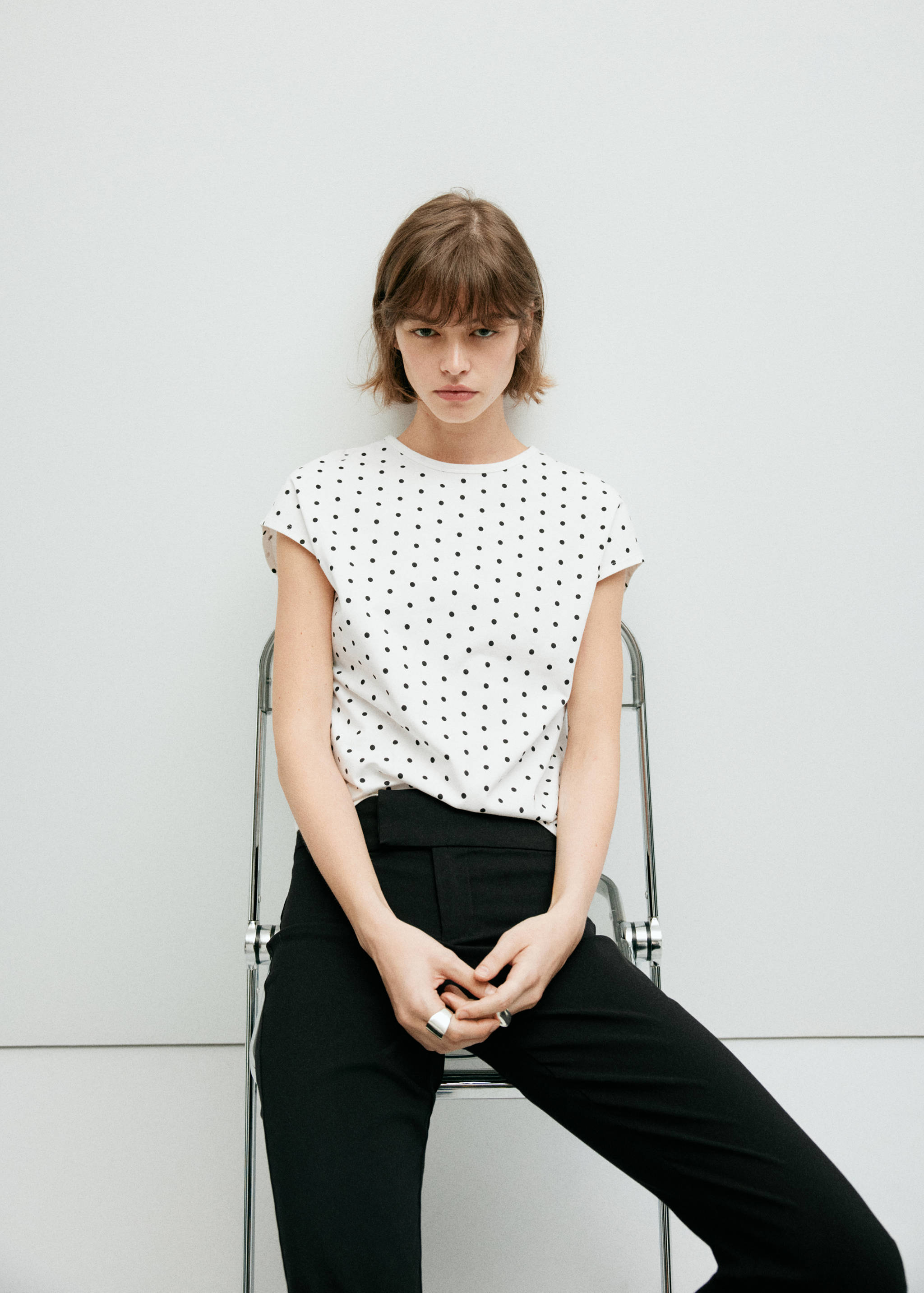 Polka dots cotton t-shirt - Medium plane