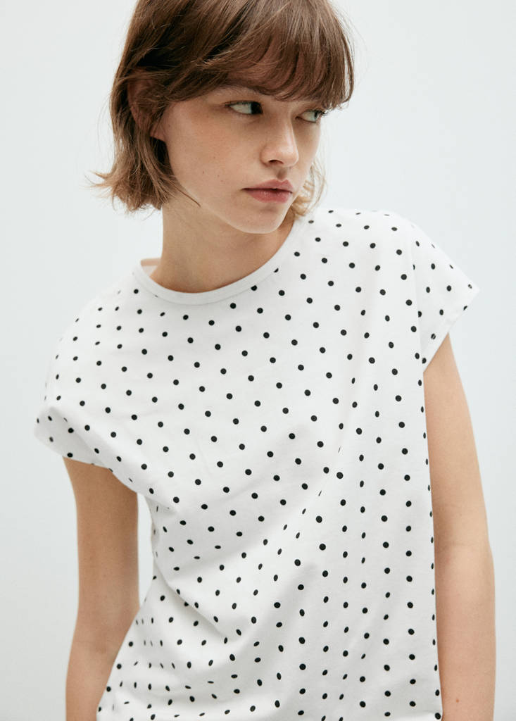 Polka dots cotton t-shirt — White