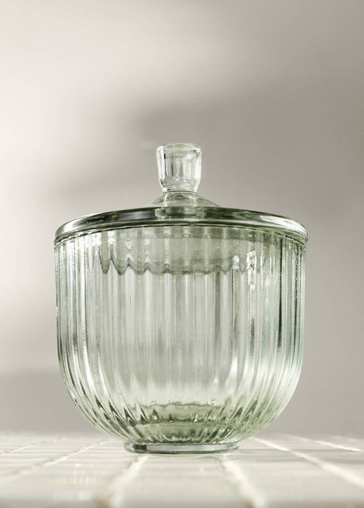 Glass bathroom container — Green