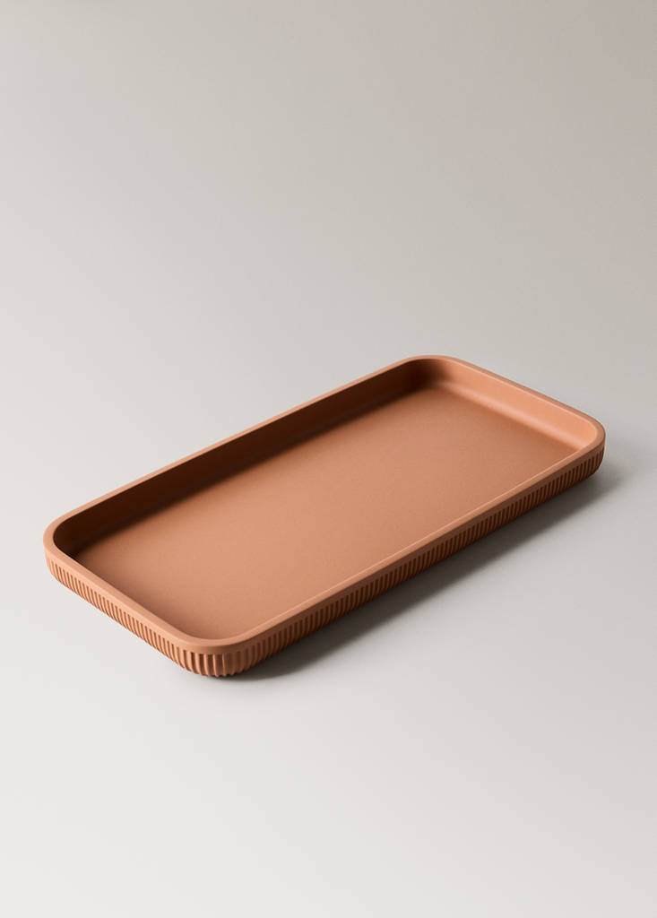 Striped resin bath tray — Ochre