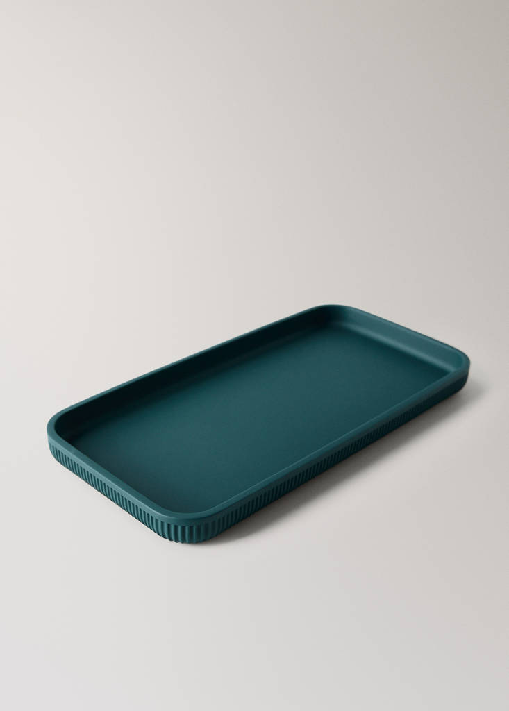 Striped resin bath tray — Dark Green