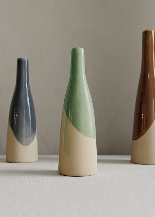 100% stoneware bicolour vase — Turquoise