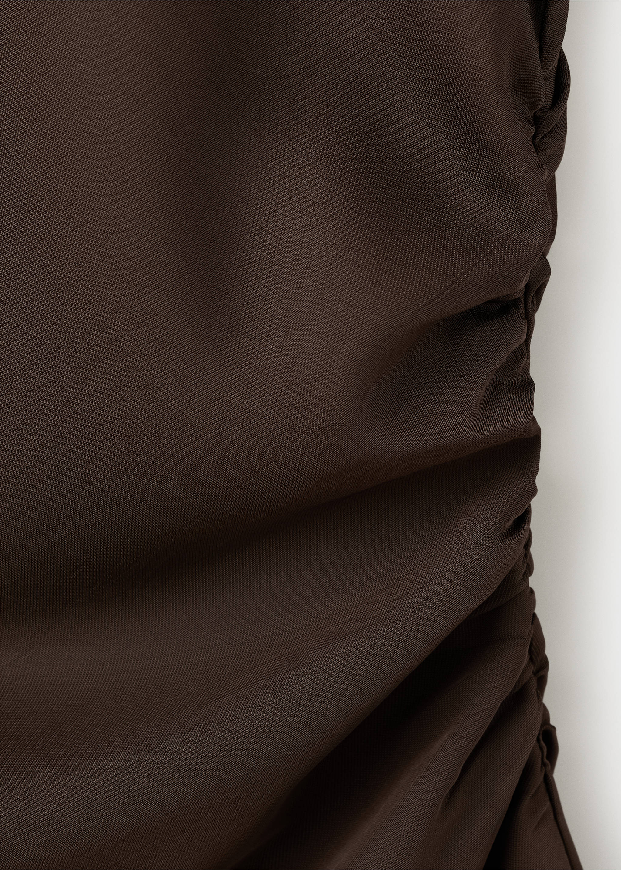 Asymmetric side ruched dress - Details of the article 0, Brown. Ref: 37093861-00.