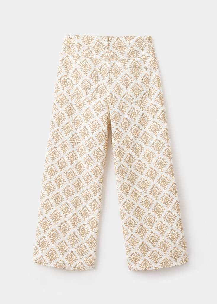 Floral-print wide leg jeans — Mustard