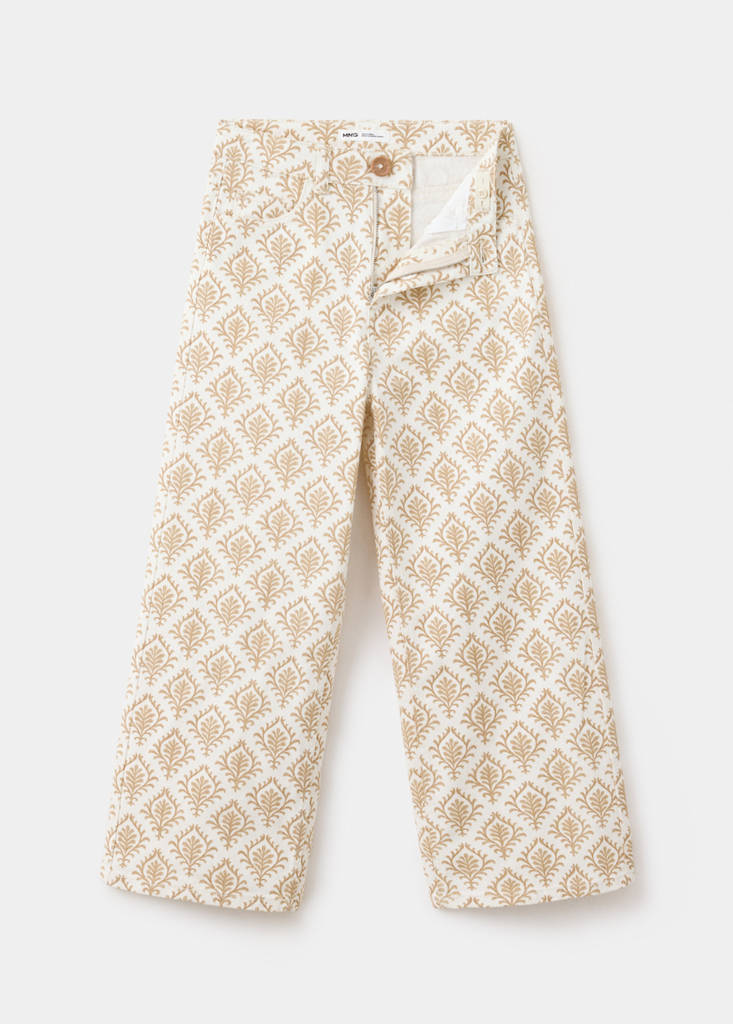 Floral-print wide leg jeans — Mustard