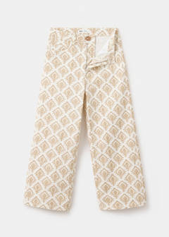 Floral-print wide leg jeans — Mustard 3