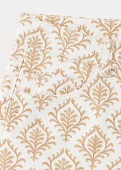 Floral-print wide leg jeans — Mustard 5
