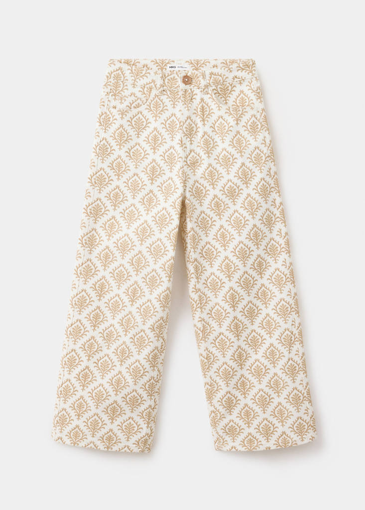 Floral-print wide leg jeans — Mustard