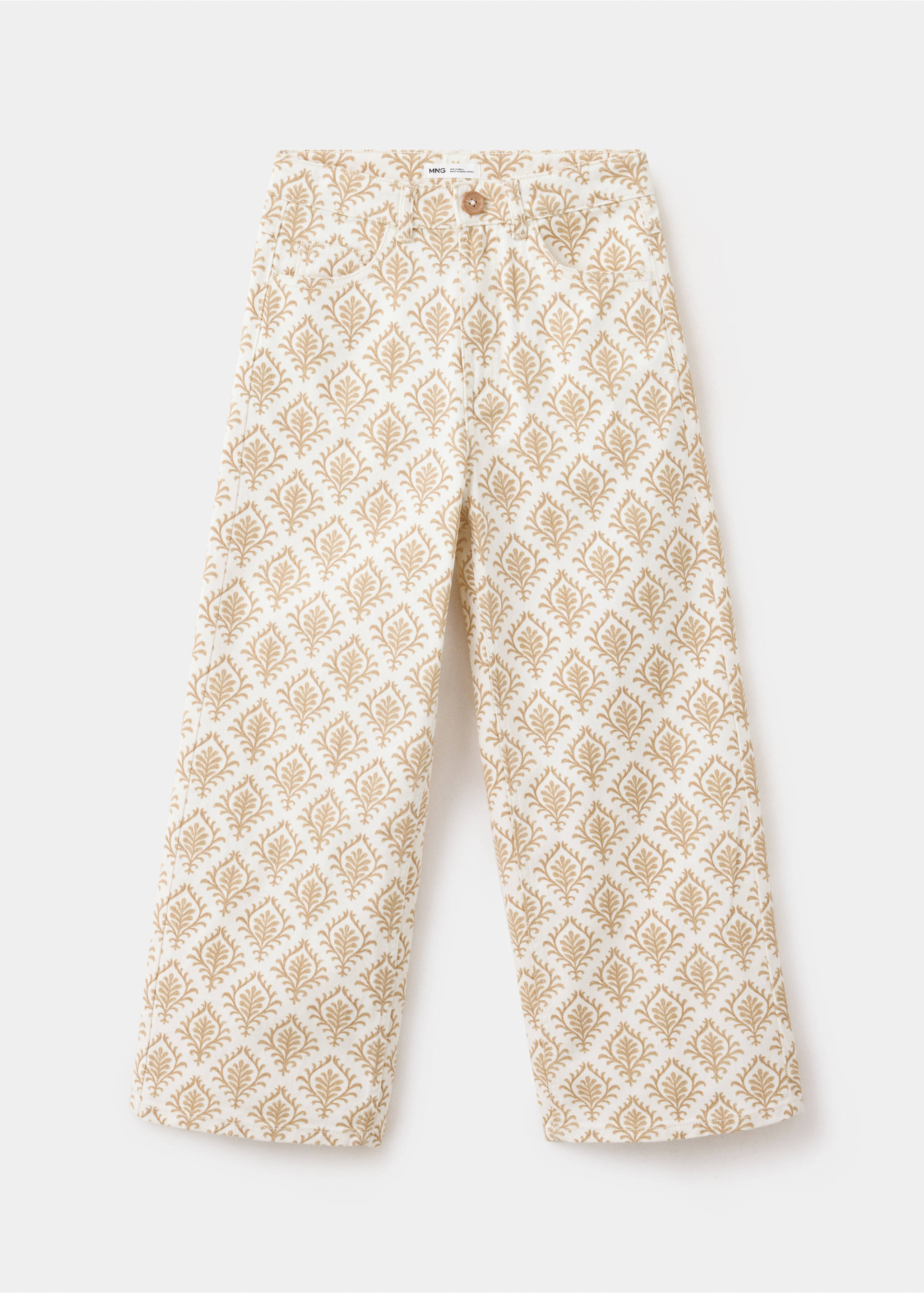 Pantalon wideleg imprimé fleuri - Article sans modèle, Moutarde. Ref: 37093866-00.