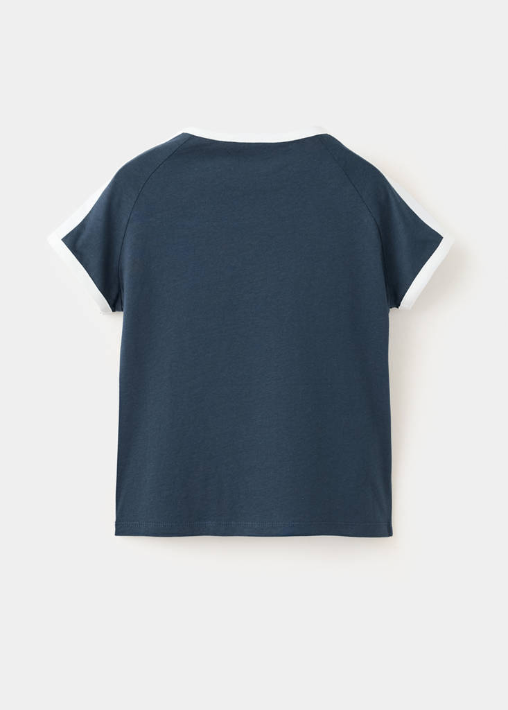 Printed cotton-blend t-shirt — Navy