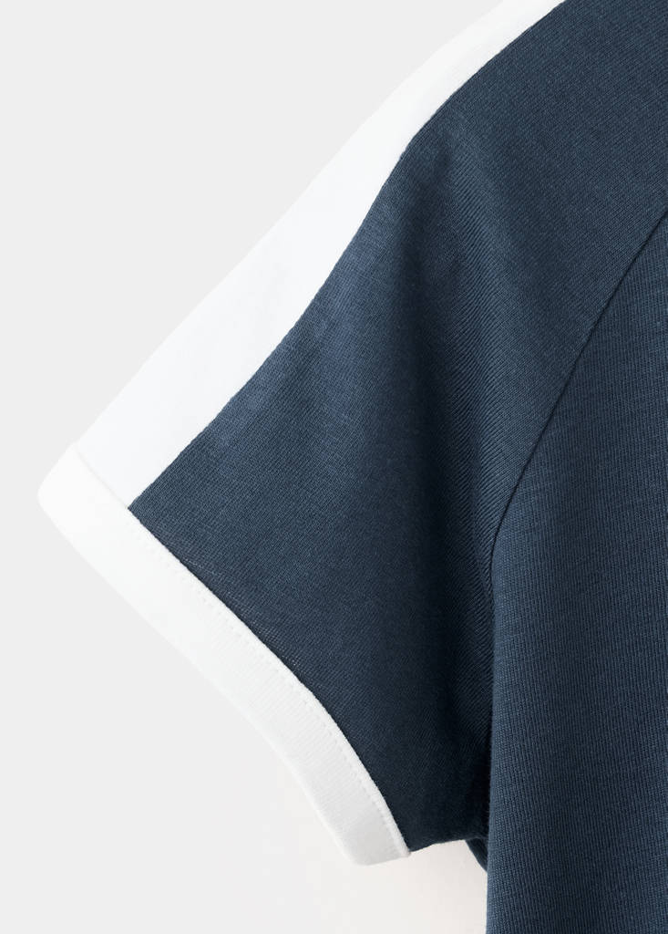 Printed cotton-blend t-shirt — Navy