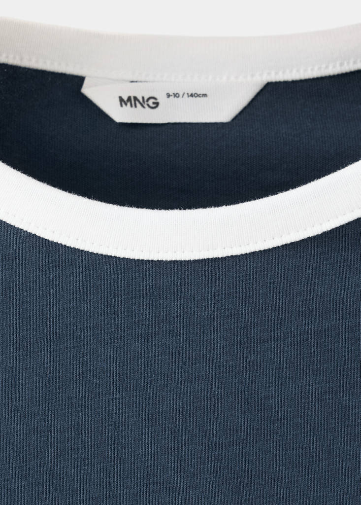 Printed cotton-blend t-shirt — Navy