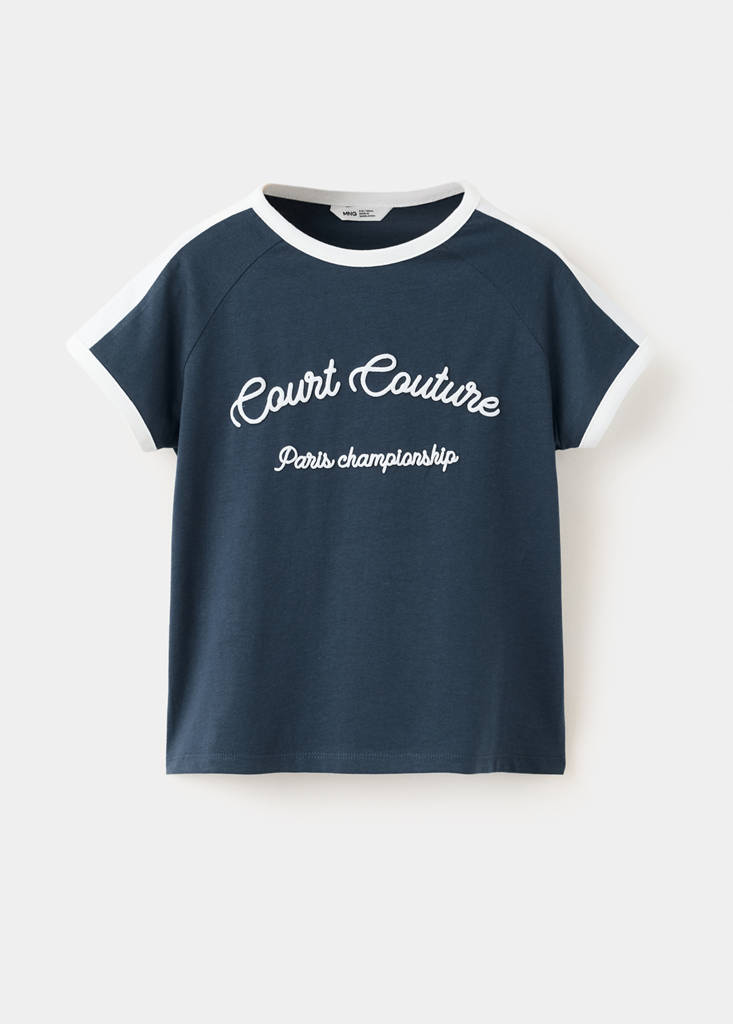 Printed cotton-blend t-shirt — Navy