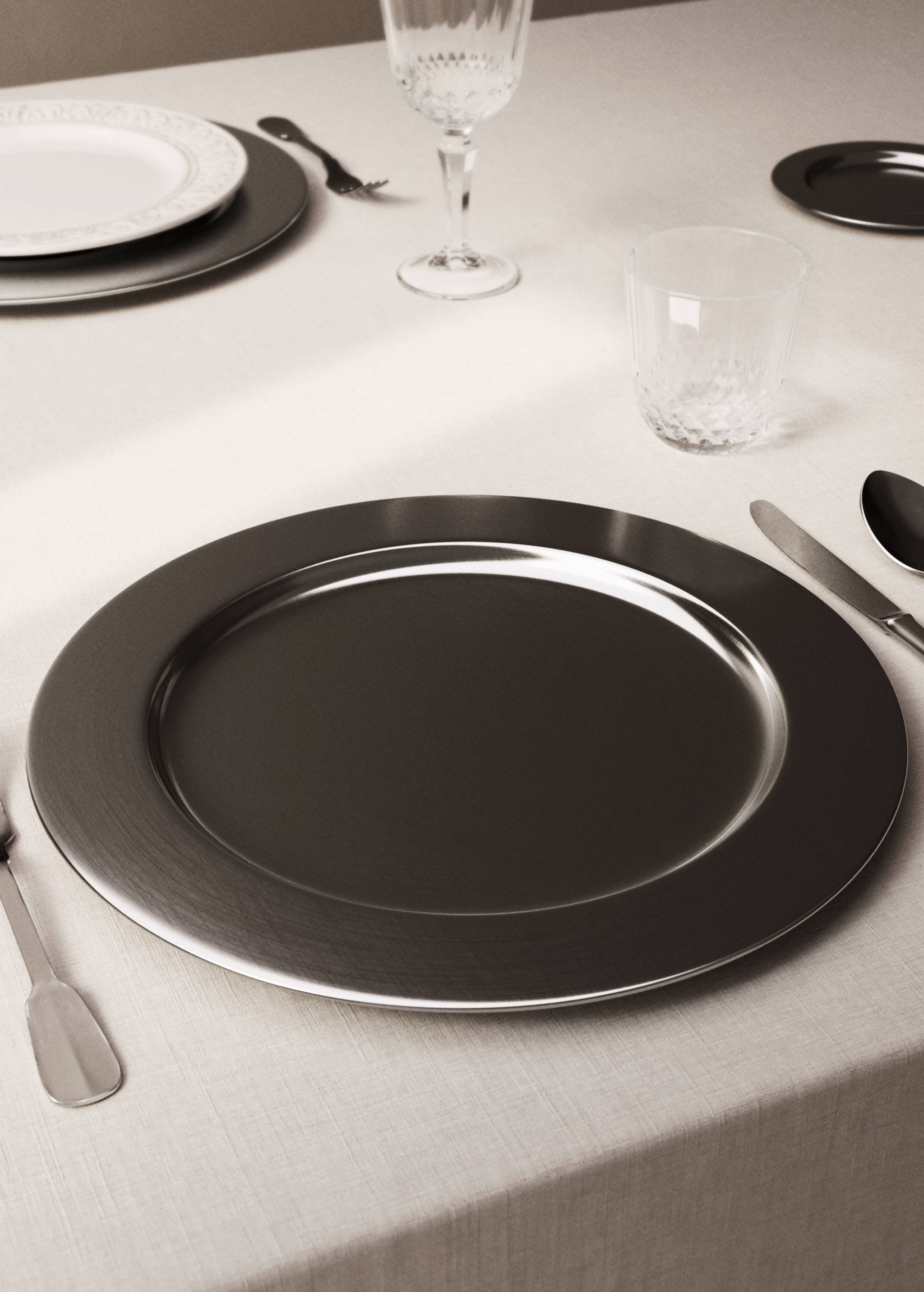 Matte stainless steel charger plate - General plane
