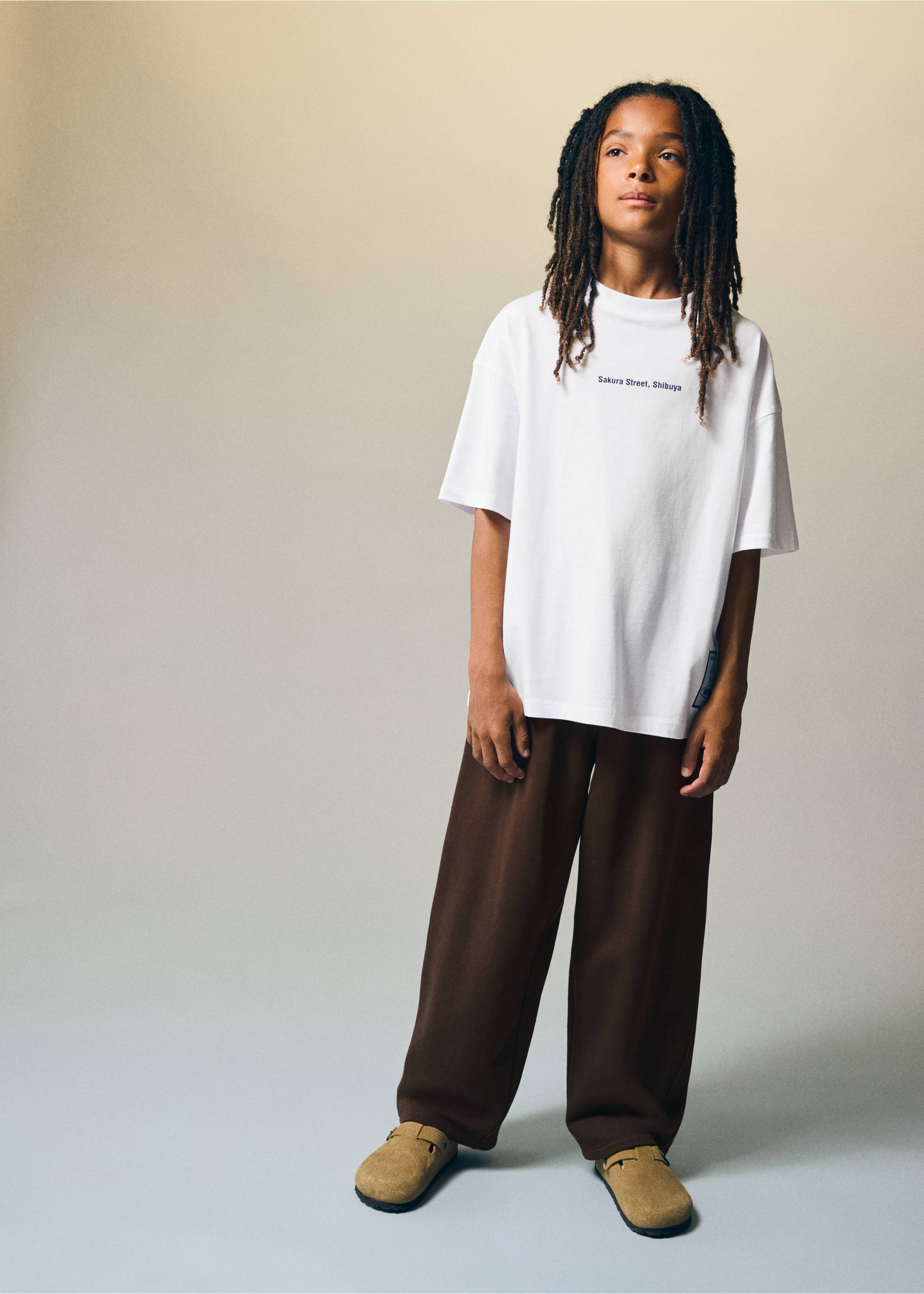 Barrel fit cotton trousers - General plane, Chocolate. Ref: 37093876-00.