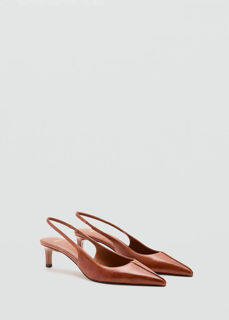Pointed toe leather shoes — Cognac