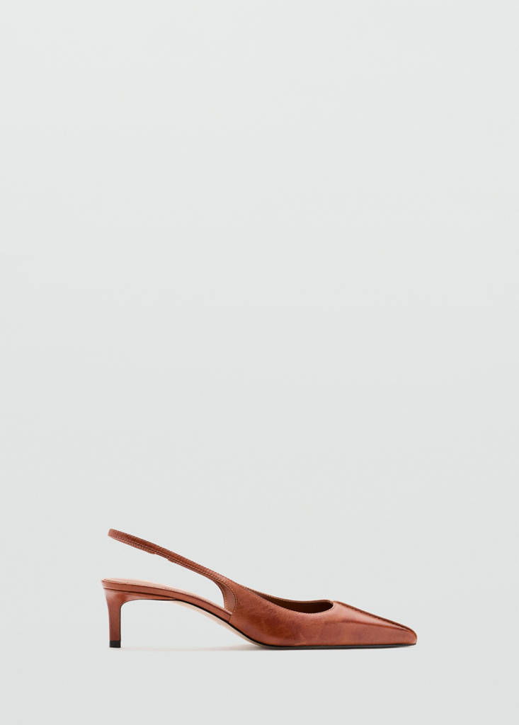 Pointed toe leather shoes — Cognac
