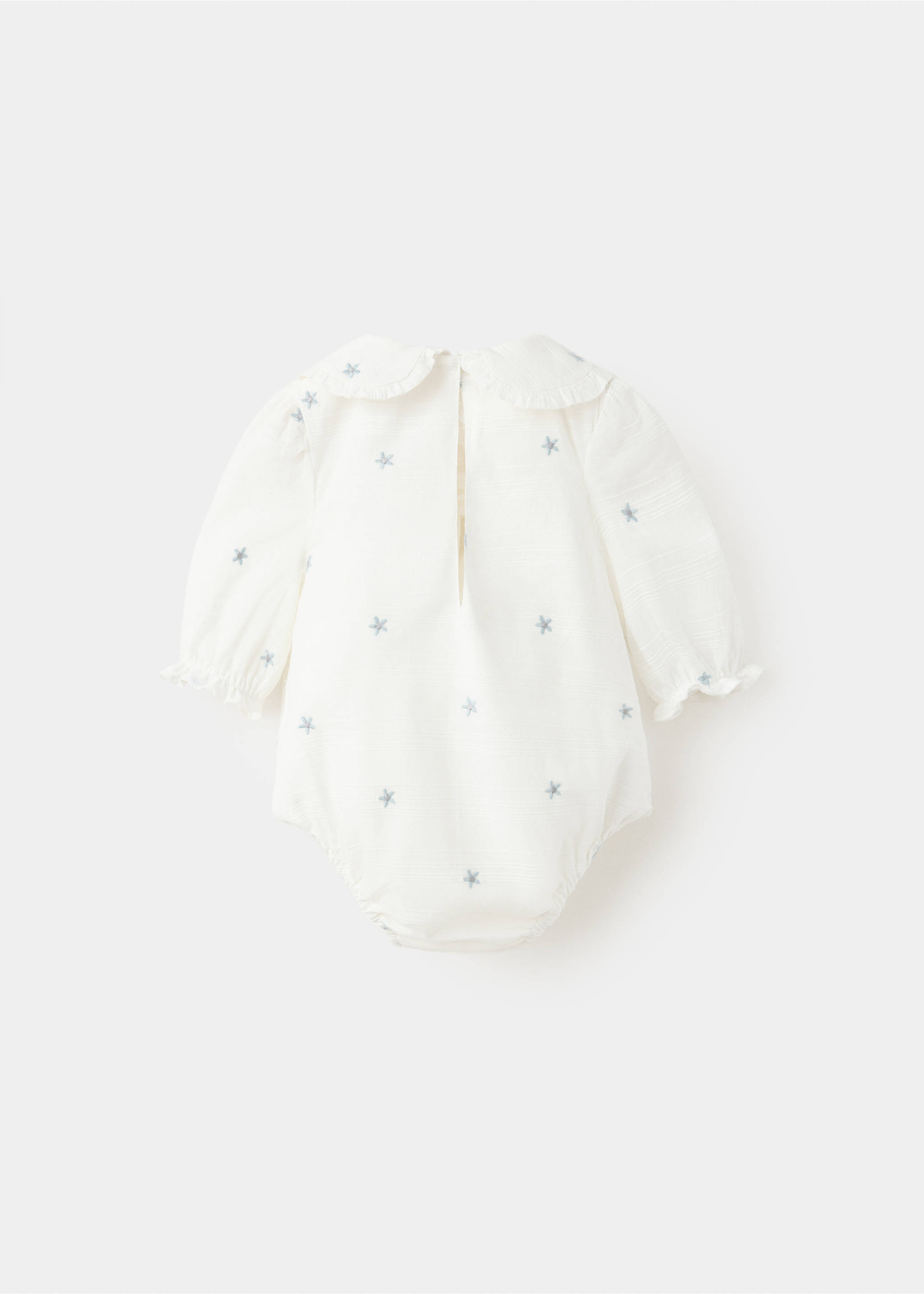 Cotton playsuit with floral embroidery - Reverse of the article, Off White. Ref: 37093883-00.