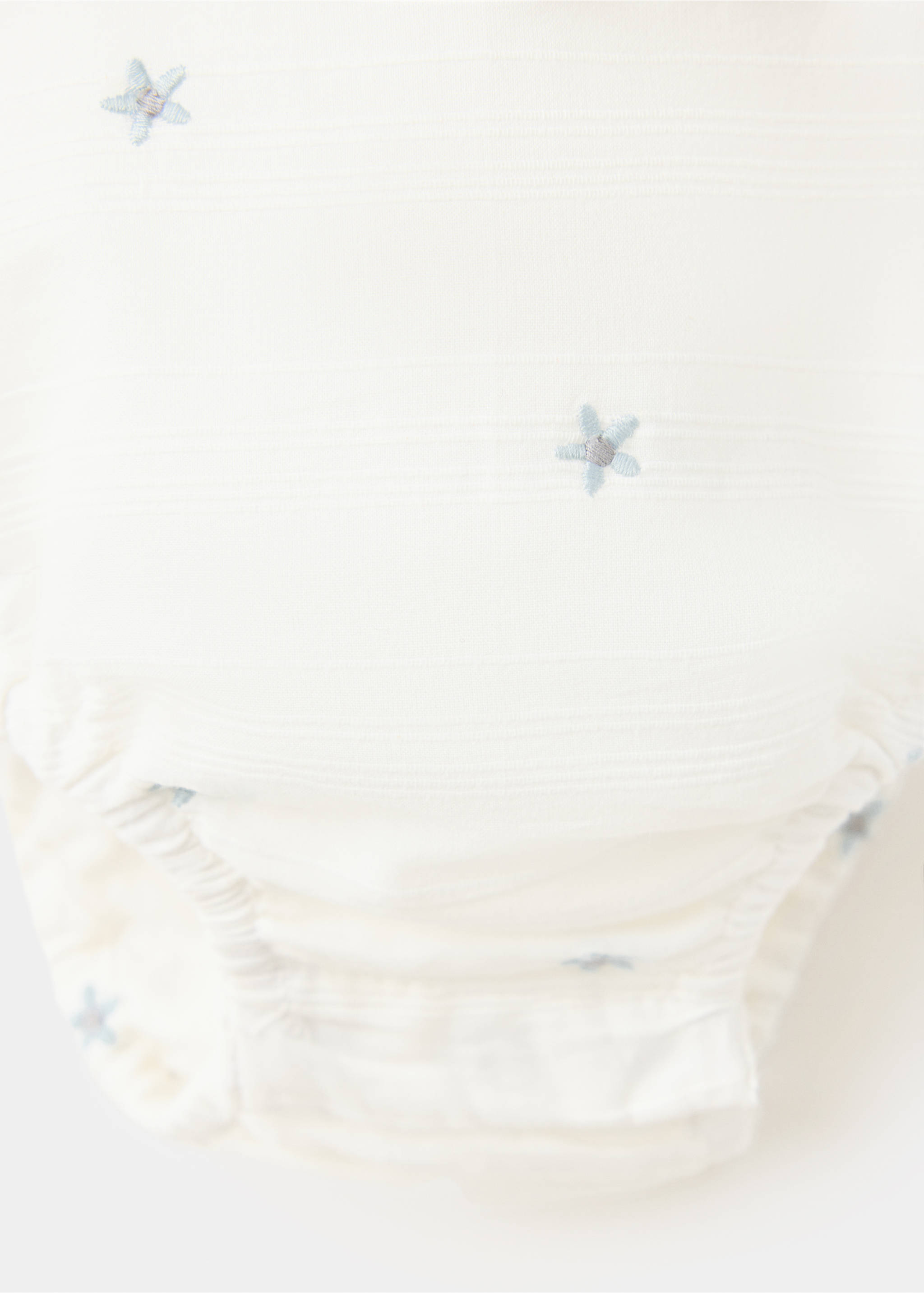 Cotton playsuit with floral embroidery - Details of the article 8, Off White. Ref: 37093883-00.