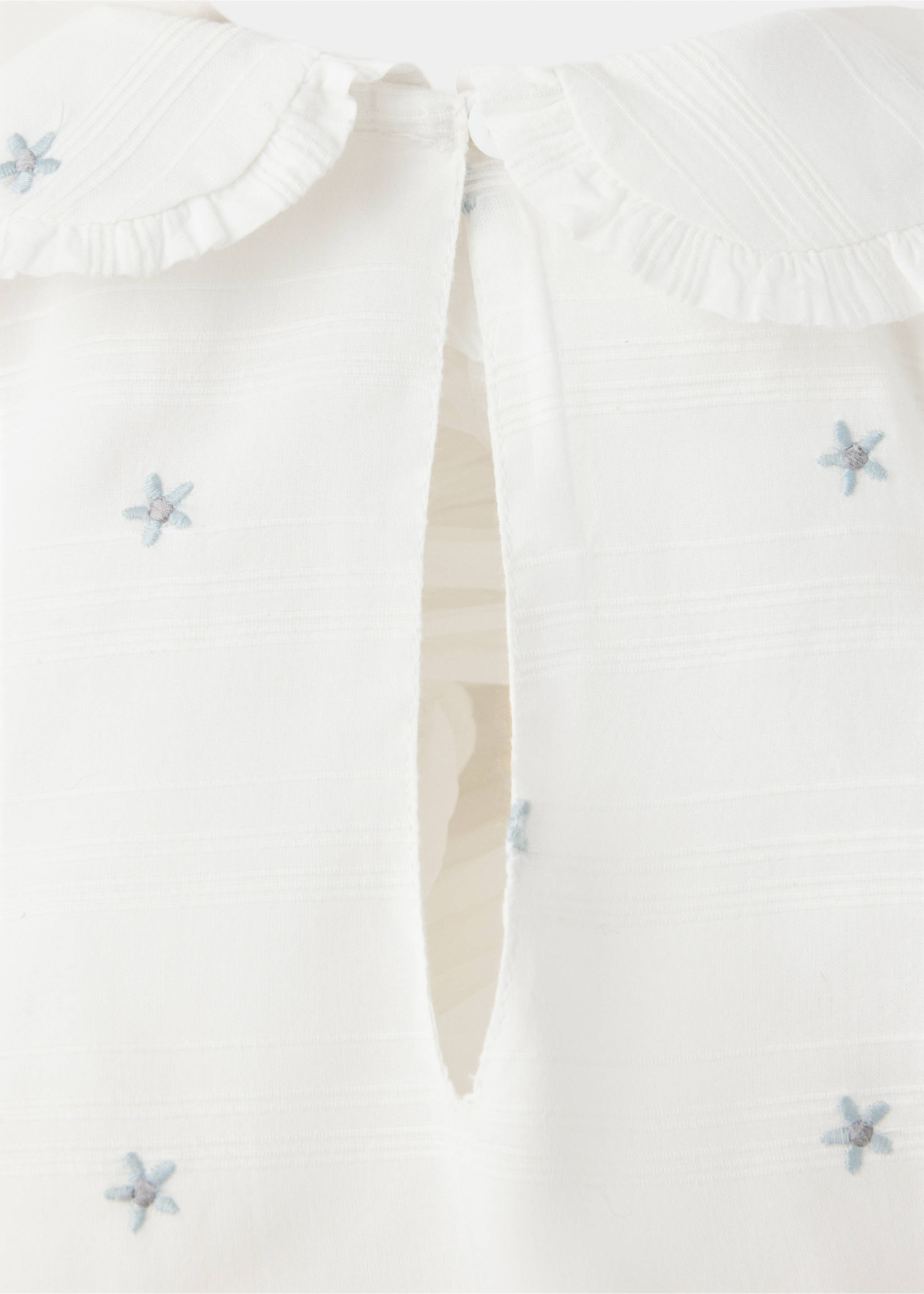 Cotton playsuit with floral embroidery - Details of the article 0, Off White. Ref: 37093883-00.