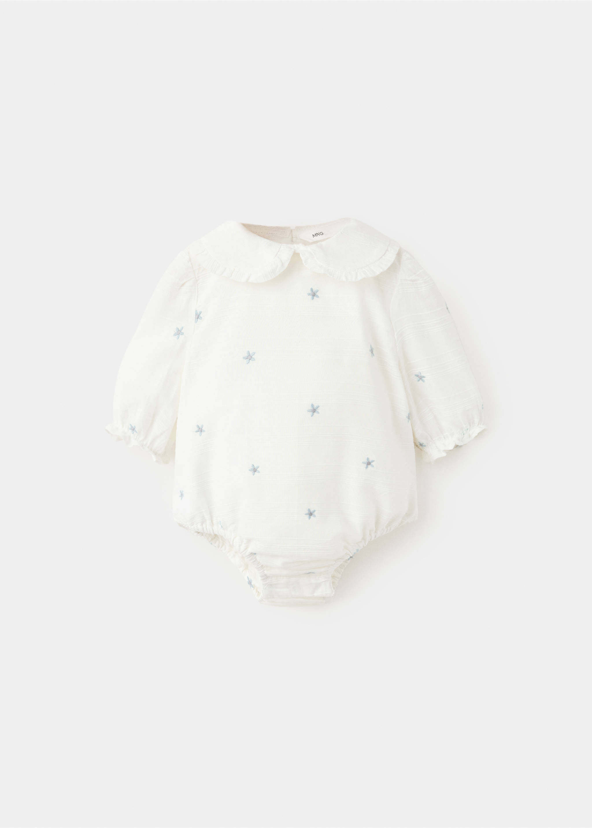 Cotton playsuit with floral embroidery - Article without model, Off White. Ref: 37093883-00.