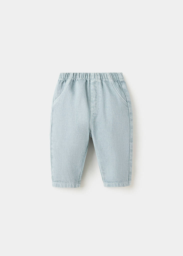 Straight-fit trousers with elastic waist — Blue