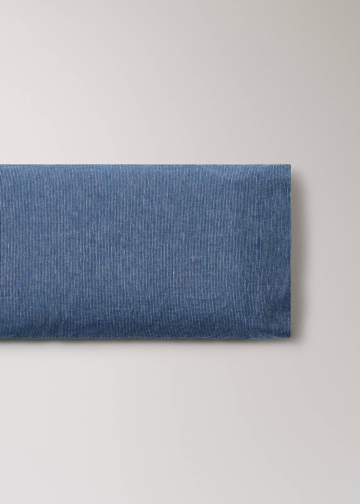 Two linen-cotton blend striped pillowcases, 45 x 110 cm — Indigo Blue