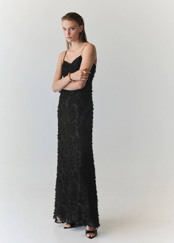 Semi-transparent feather dress — Black