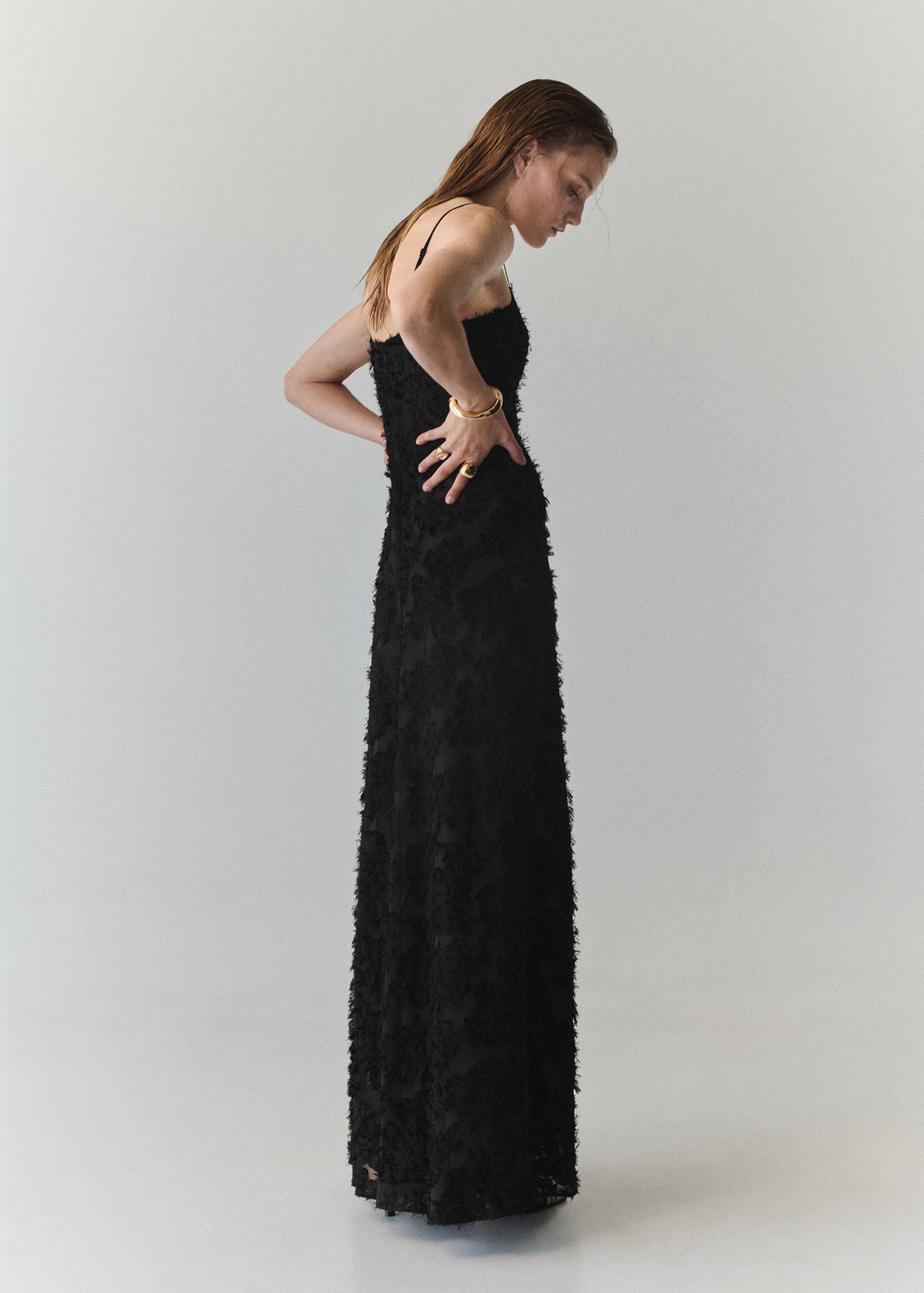 Vestido semitransparente plumas - Reverso del artículo