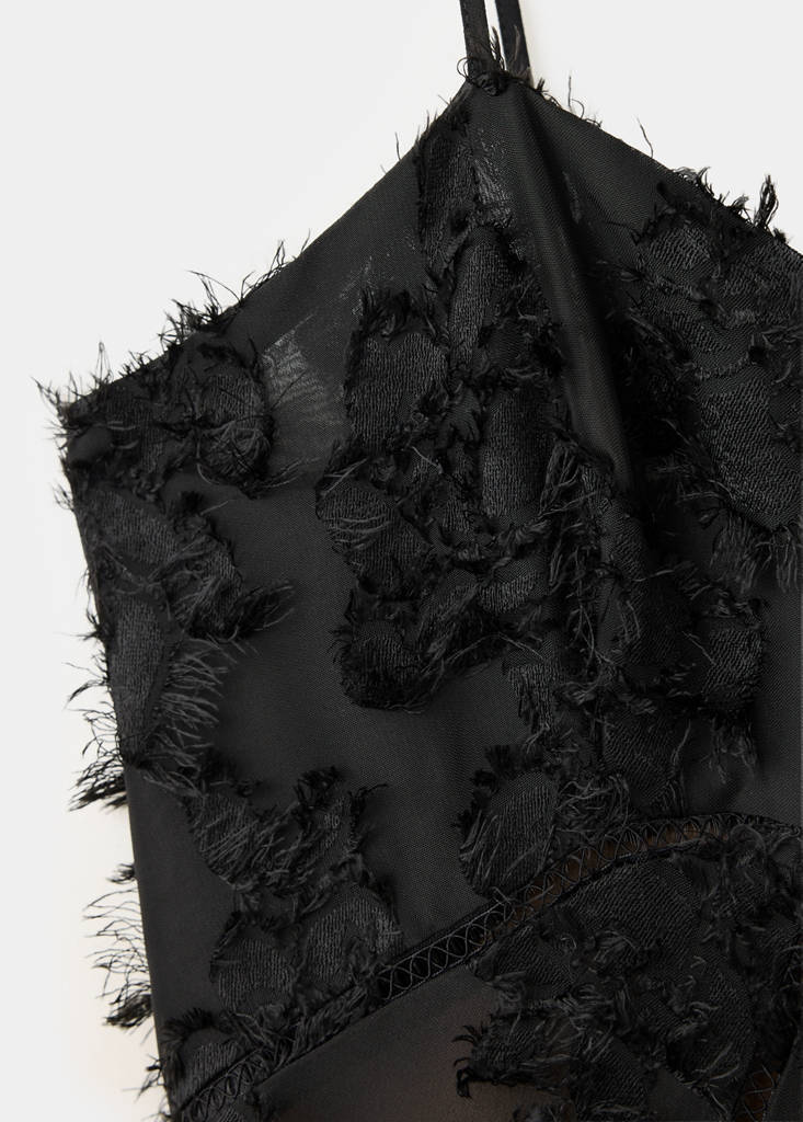 Semi-transparent feather dress — Black