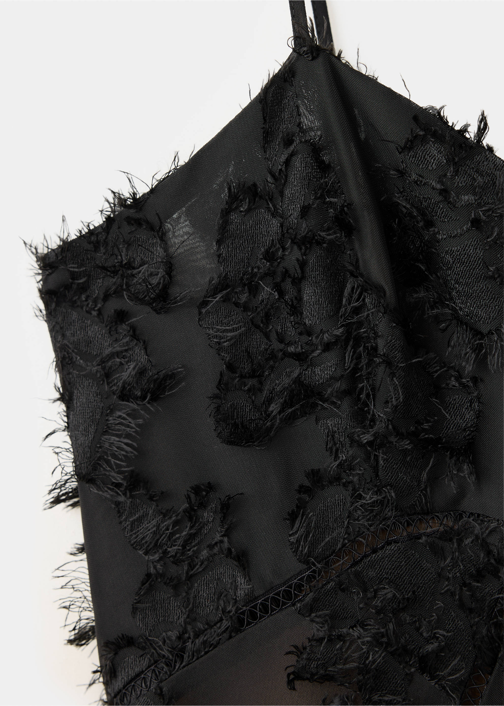Vestido semitransparente plumas - Detalle del artículo 8, Negro. Ref: 37093889-00.