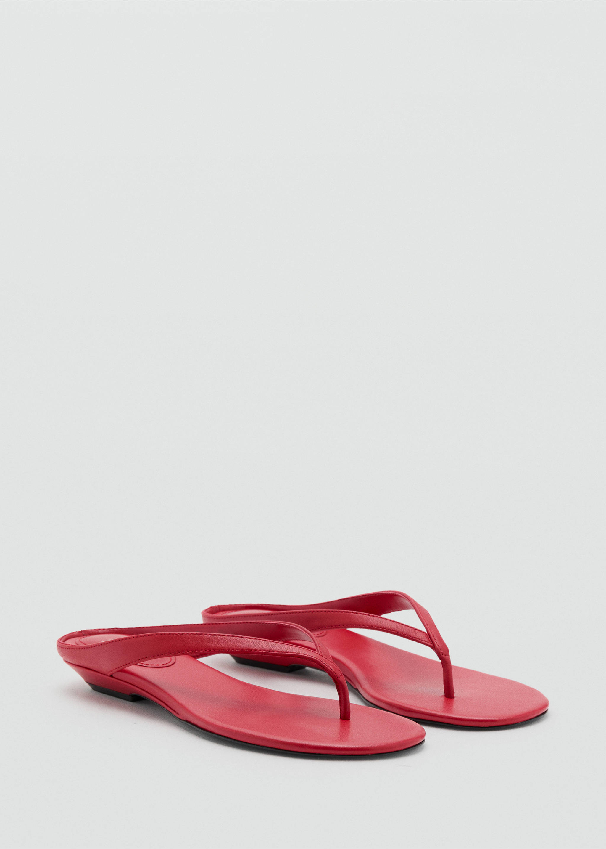 Wedge leather sandals - Medium plane, Red. Ref: 37093890-00.