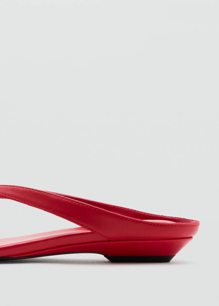 Wedge leather sandals — Red