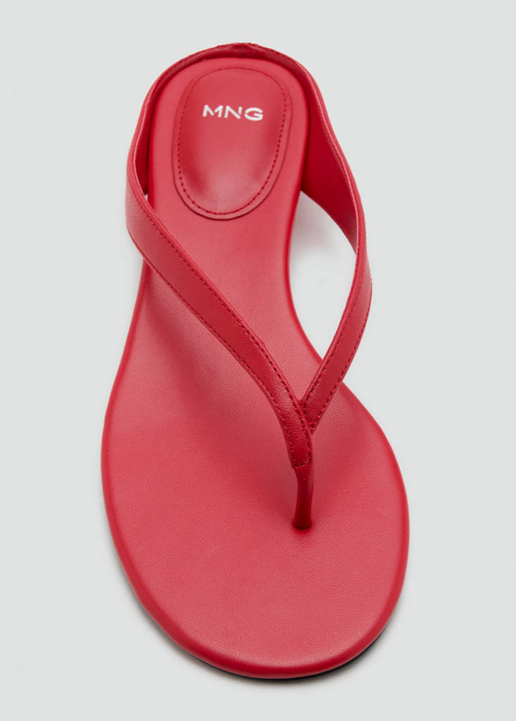 Wedge leather sandals — Red