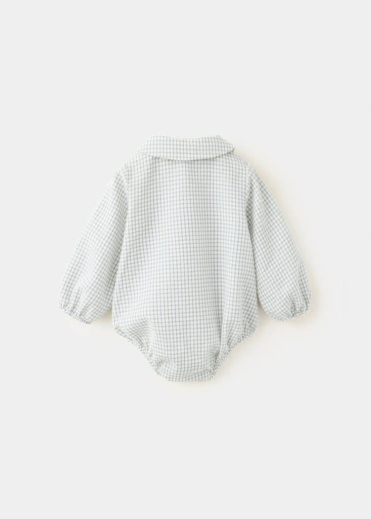 Long-sleeve checked babygrow — Off White