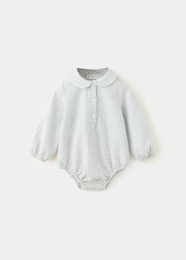 Long-sleeve checked babygrow — Off White