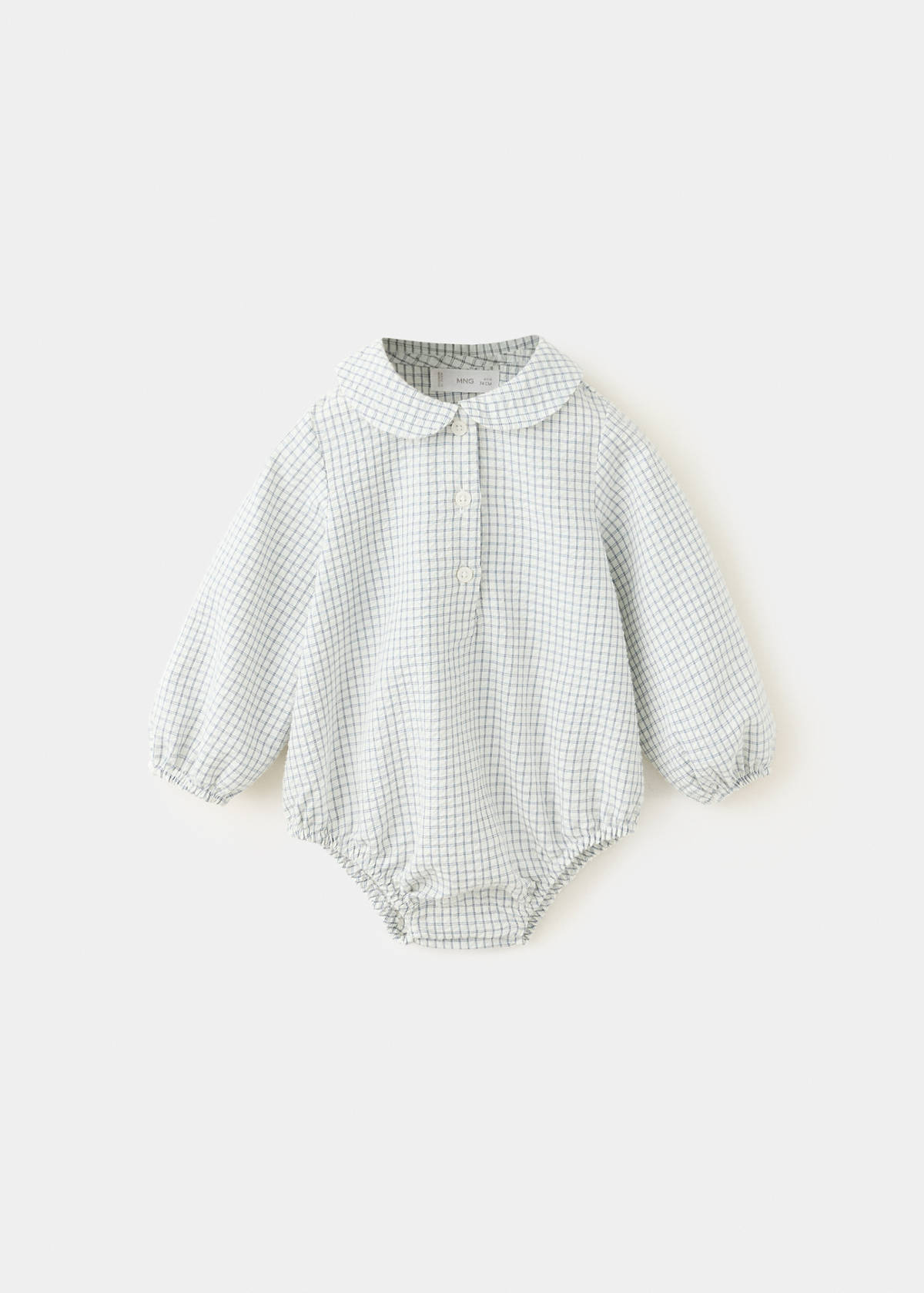 Long-sleeve checked babygrow — Off White