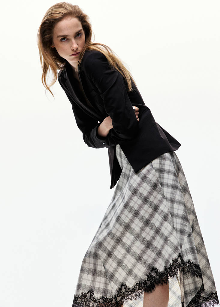 Fluid midi checked skirt — White