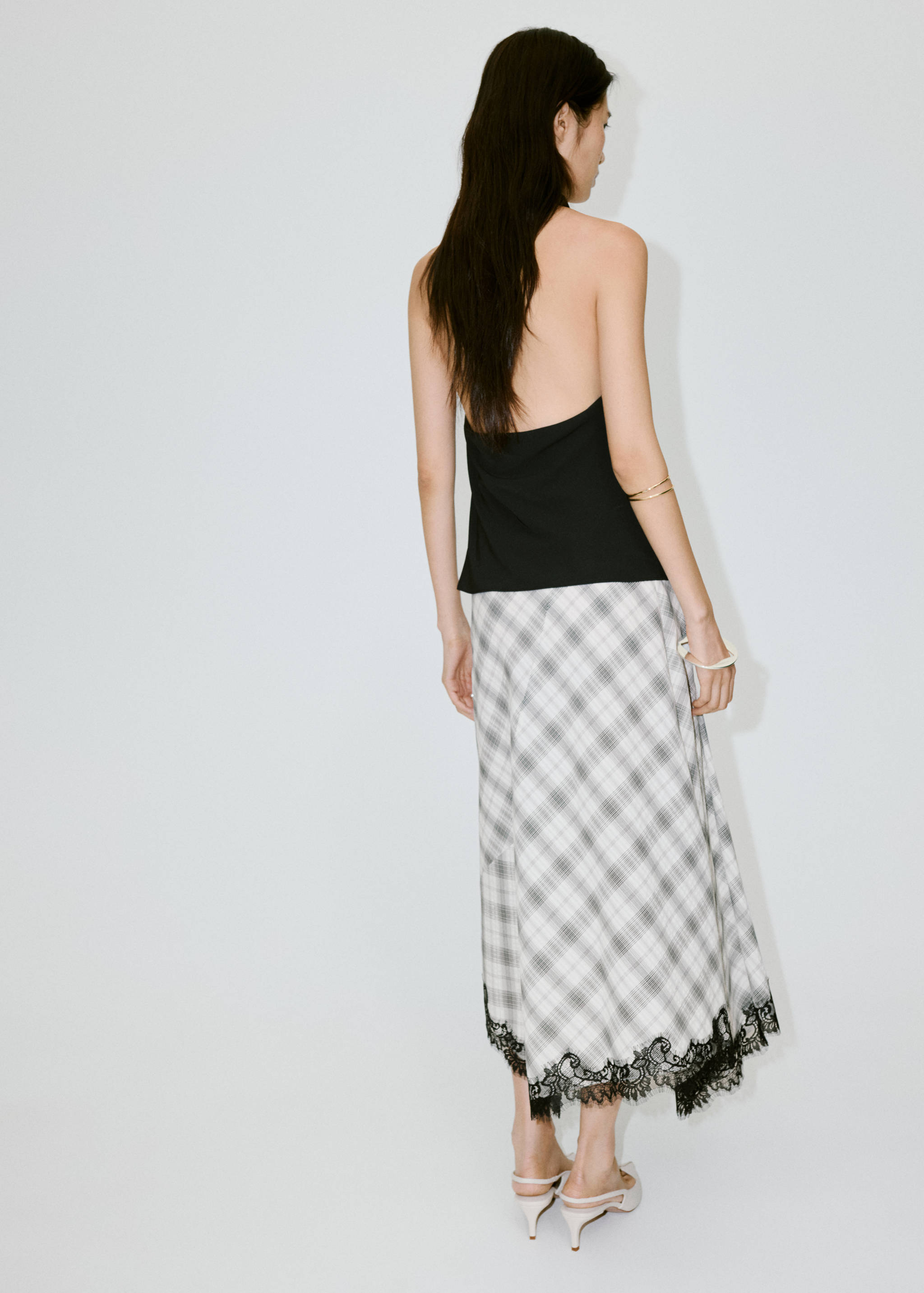 Fluid midi checked skirt - Reverse of the article