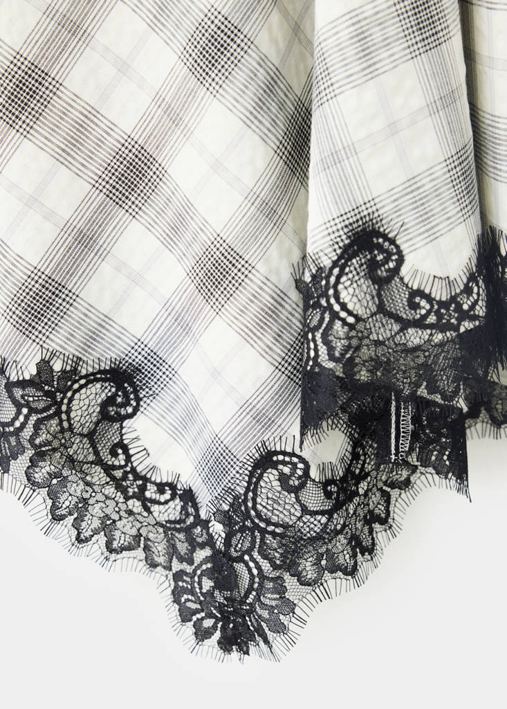 Fluid midi checked skirt — White