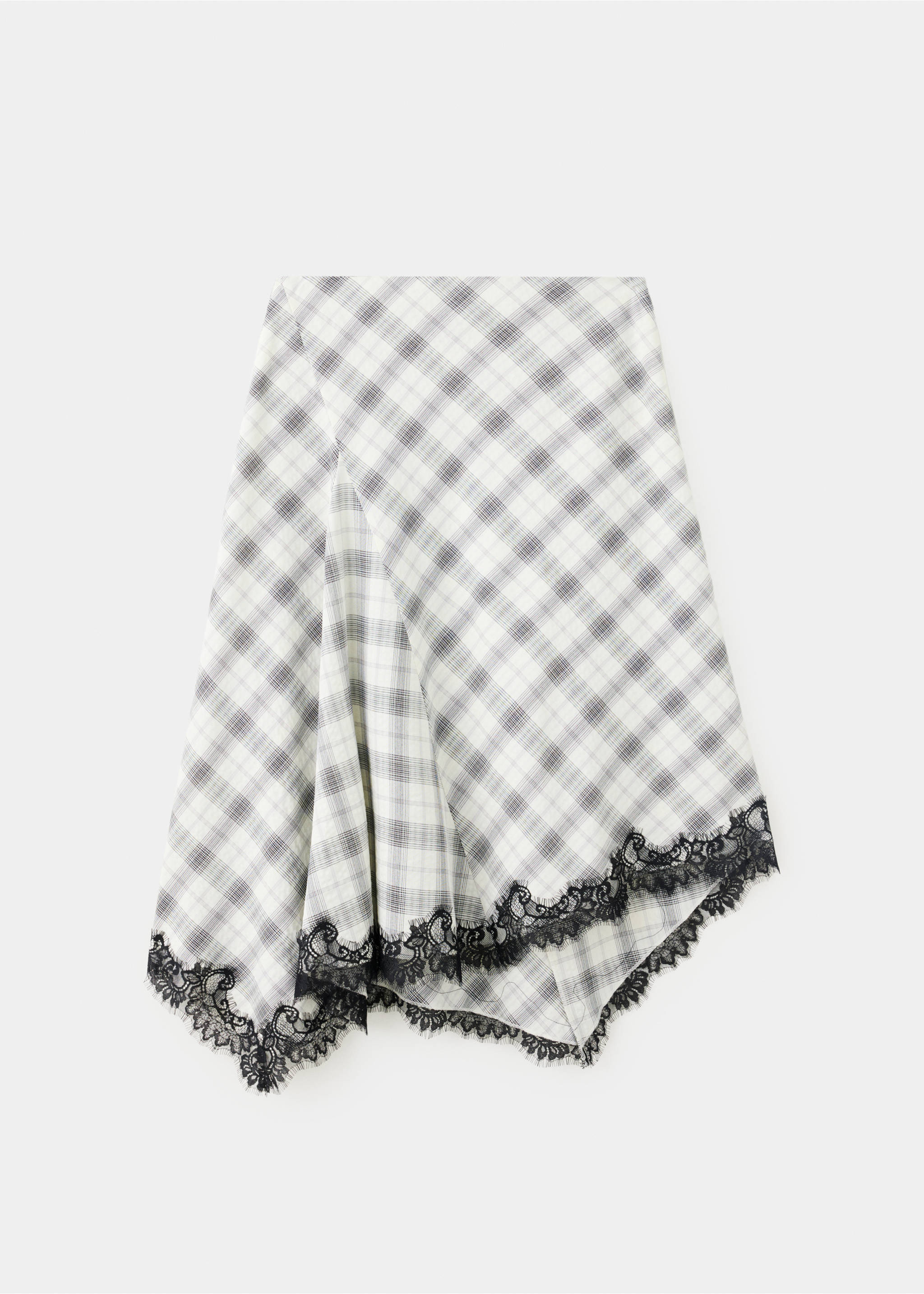 Fluid midi checked skirt - Article without model, White. Ref: 37094067-00.