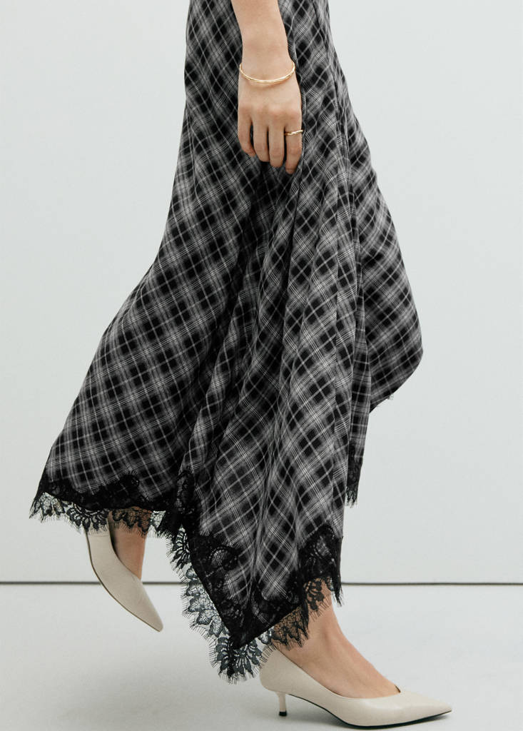Fluid midi checked skirt — Black